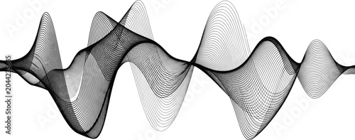 Tableau sur toile Abstract waveform pattern, sinusoidal curve design, harmonic motion art, black line oscillation, physics-inspired graphic, signal flow, dynamic frequency illustration
