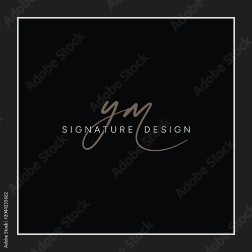 YM Initial Letter Signature Logo Template - Handwritten Vector Logo Template