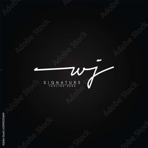 Simple Signature Logo for Alphabet WJ - Handwritten Signature for Photography and Fashion Business