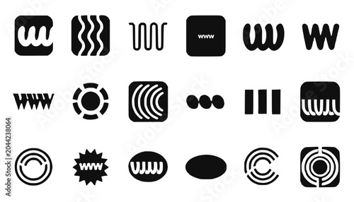 Set of Abstract Black and White Icons and Symbols for Web and Design