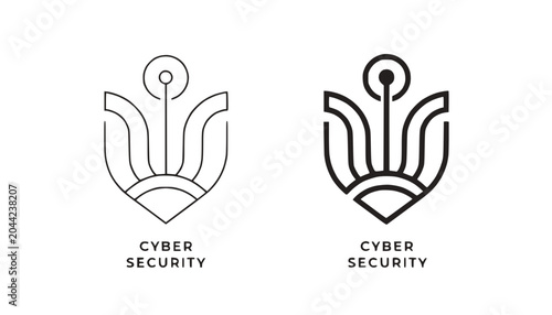 Modern Cyber Security Logo Icon - Digital Protection Shield and Network Symbol