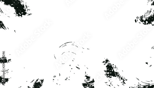 Abstract Black Ink Splatters on White Background, Grunge Paint Texture