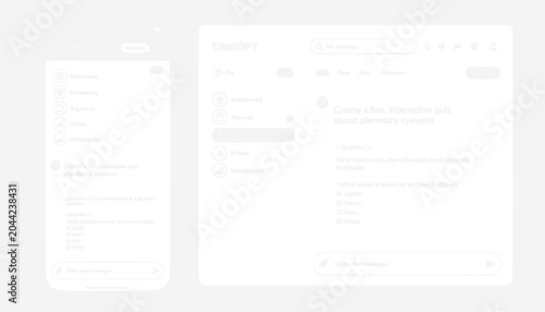 AI Chatbot Interface on Smartphone and Tablet Screen