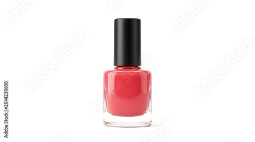Stylish Nail Polish On White Solid Background, Elegant Cosmetic Bottle With Glossy Finish, Beauty Product For Modern Fashion And Personal Care