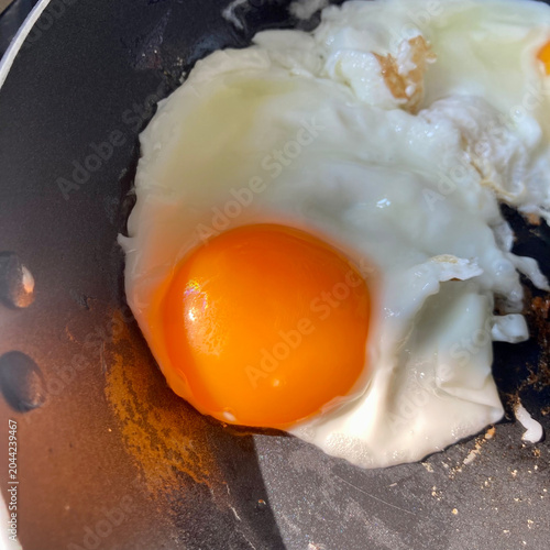 fried egg in a frying pan