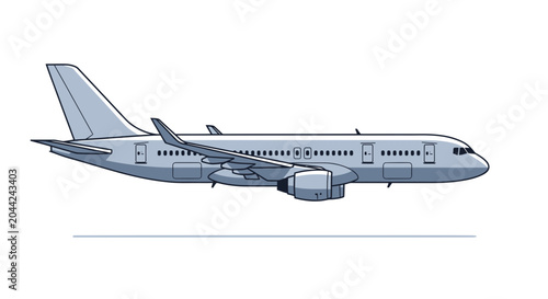Airplane illustration, commercial jet on runway
