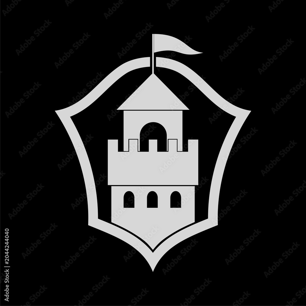 Obraz premium Castle Shield icon isolated on black background