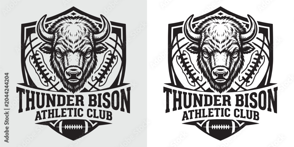 Obraz premium Thunder Bison Athletic Club Football Mascot Logo
