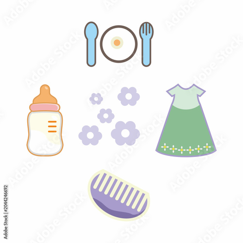 Baby icon set ornamen vector