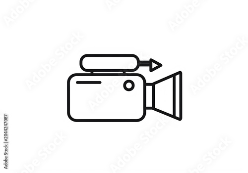 Minimalist camera icon with recording arrow isolated on transparent background