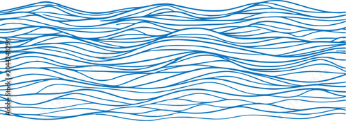 Tableau sur toile Blue hand drawn wave pattern seamless background with flowing organic lines