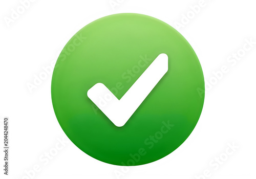 Green checkmark icon inside a circle with white background isolated on transparent background