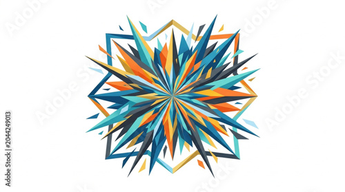 Cuadro en lienzo Abstract geometric explosion of sharp colorful shards.