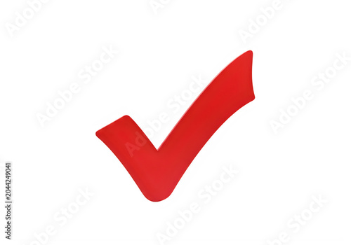 Red checkmark icon indicating approval or success isolated on transparent background