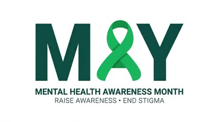 Mental Health Awareness Month Green Ribbon