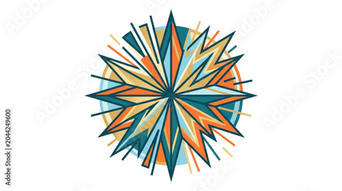 Tableau sur toile Abstract Geometric Starburst Bursting with Colorful Rays.