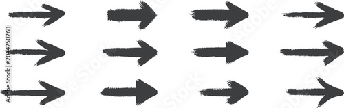 Tablou pe pânză Hand drawn arrow icon collection with brush stroke directional symbols and sketch navigation marks