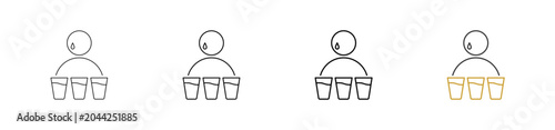 Valokuva Excessive Thirst icon set outline style with various size