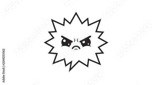 Foto Angry cartoon star with face and spikes.
