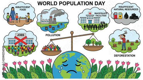Photos World Population Day Illustration With Environmental Concerns