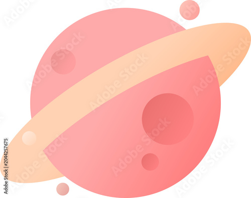 Pink planet star ring icon PNG