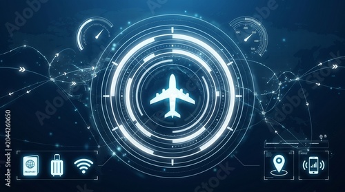 Global Air Travel Network Technology Interface Background