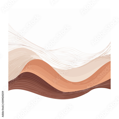 Abstract wavy lines in earth tones on white background