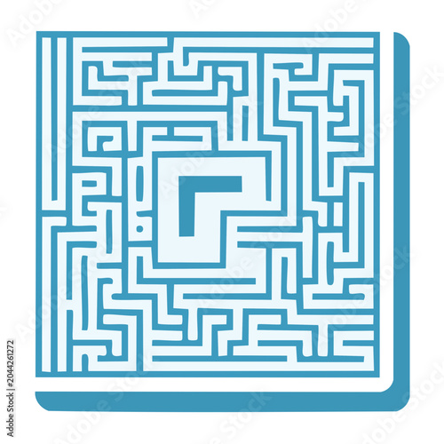 Blue maze illustration on white background