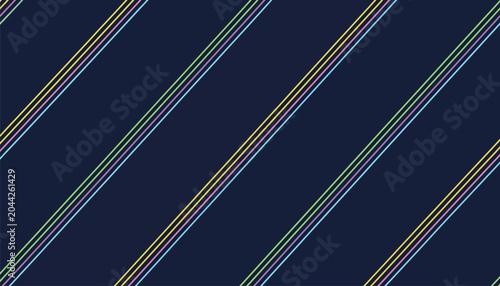Fényképezés Dark navy blue background with pastel colored parallel diagonal stripes, subtle elegant and cheerful design