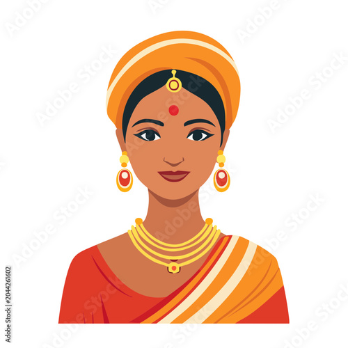 Illustration of an Indian woman in traditional attire