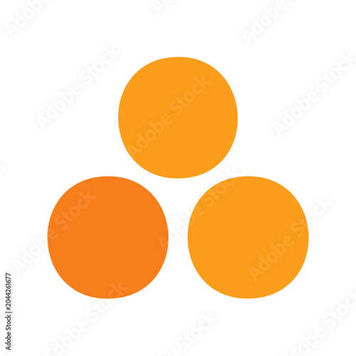 Three orange circles on white background