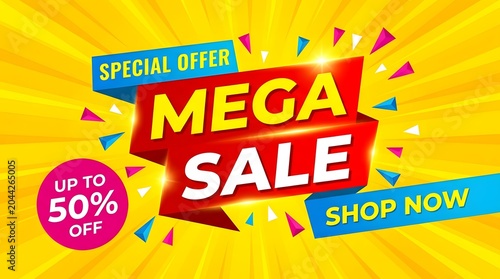 Vibrant mega sale banner with discount offer