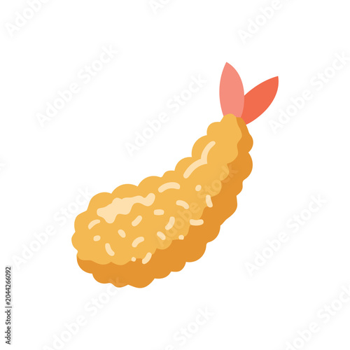 Fotografie Tempura shrimp flat vector illustration
