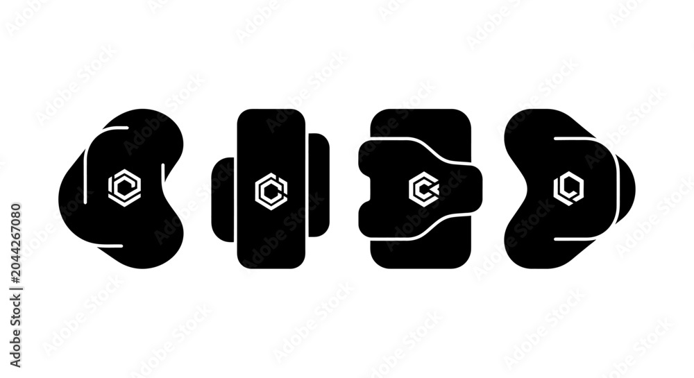 Obraz premium Abstract Geometric Shapes with Hexagonal Icon