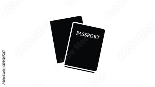 Foto Two Passports Stacked Black Silhouette travel documents