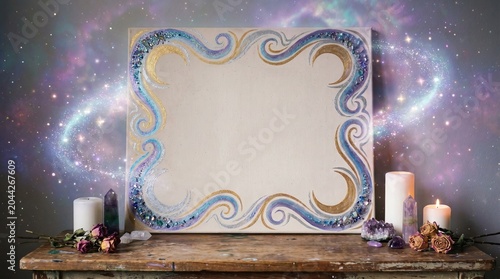 Abstract Cosmic Background with Decorative Frame