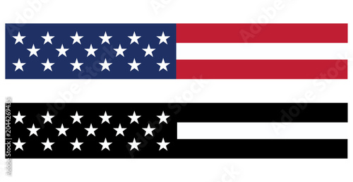American Flag Banner Vector Set. USA Stars and Stripes Patriotic Flag.