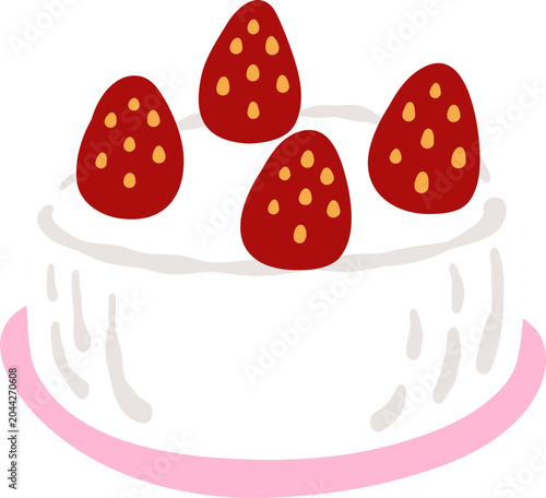 strawberry fruit cream cake birthday wedding party vector illustration