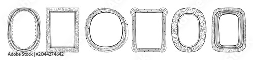 Foto Hand drawn ink frames collection with doodle borders
