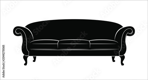 Foto Classic sofa silhouette against a white background detailed furniture outline