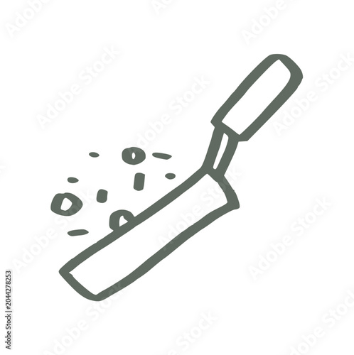 Bild auf Leinwand Frying pan doodle hand drawn, cooking skillet saute, flipping food stir fry, kit