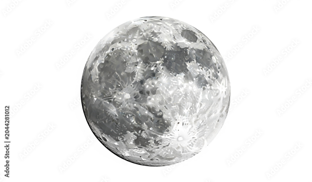 Naklejka premium Astronomy Reference Full Moon Vector Illustration Realistic Lunar Crater Detail