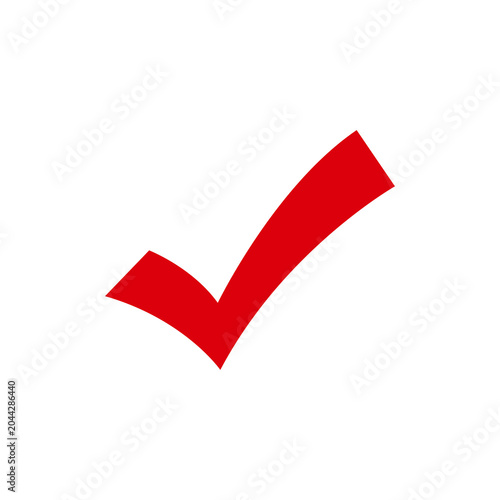 Red check mark icon template, Tick vector symbol in red color, Approved symbol in hand drawn style, Correct vote choice isolated symbol sign