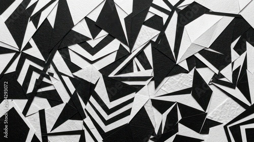 Abstract black and white geometric paper texture for modern background