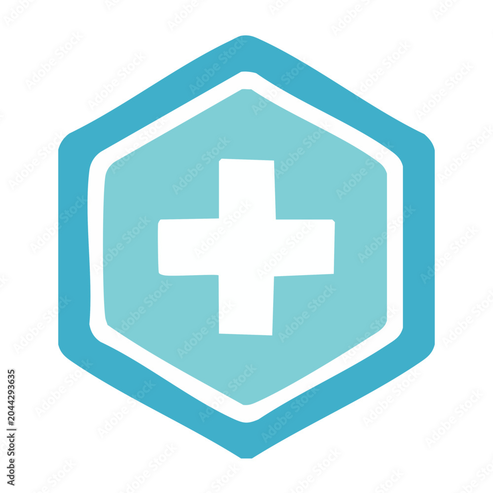 Fototapeta premium Medical cross inside a shield icon