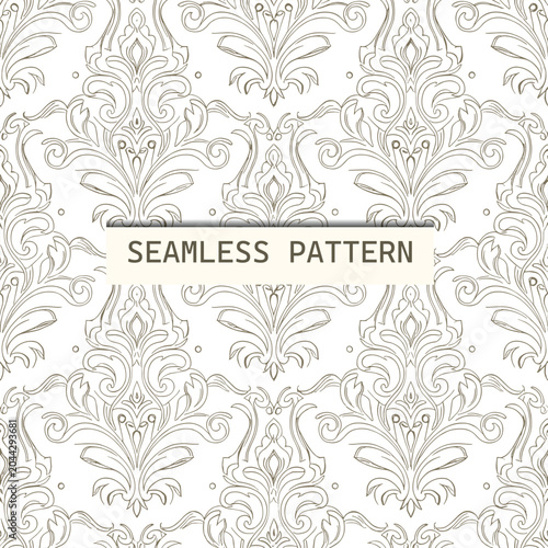 Canvas Print Seamless Damask Pattern Background textile print