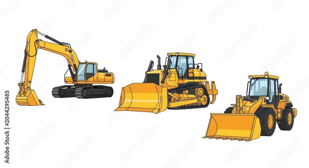 Fototapeta premium Heavy Construction Equipment Machines Yellow.
