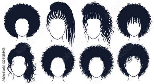 Tableau sur toile Different hairstyles for women illustration.