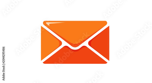 Photos Orange envelope icon on white background.