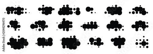 Bild auf Leinwand Set of halftone dot cloud patterns in different cluster styles